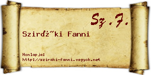 Sziráki Fanni névjegykártya